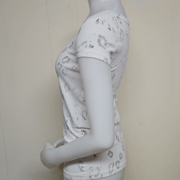 Dolce & Gabbana Distressed Leopard T Shirt Womens Sz S White Stretch Cotton Rib - Picture 2 of 11
